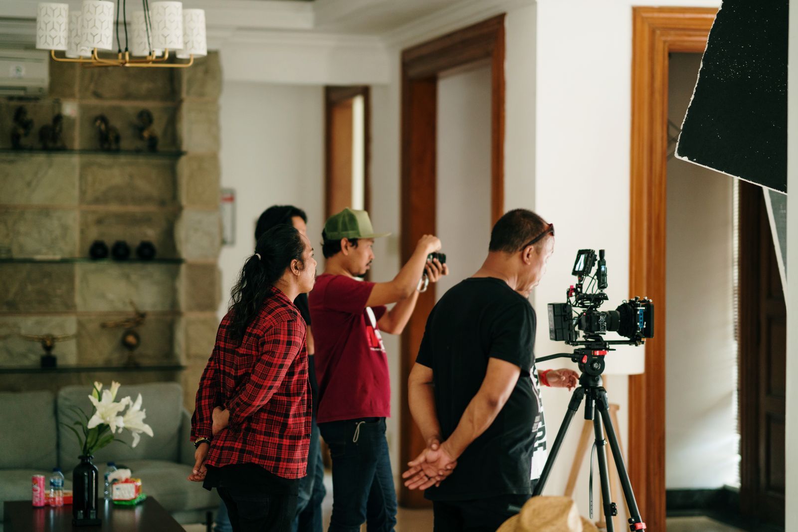 A family watching a film together at home